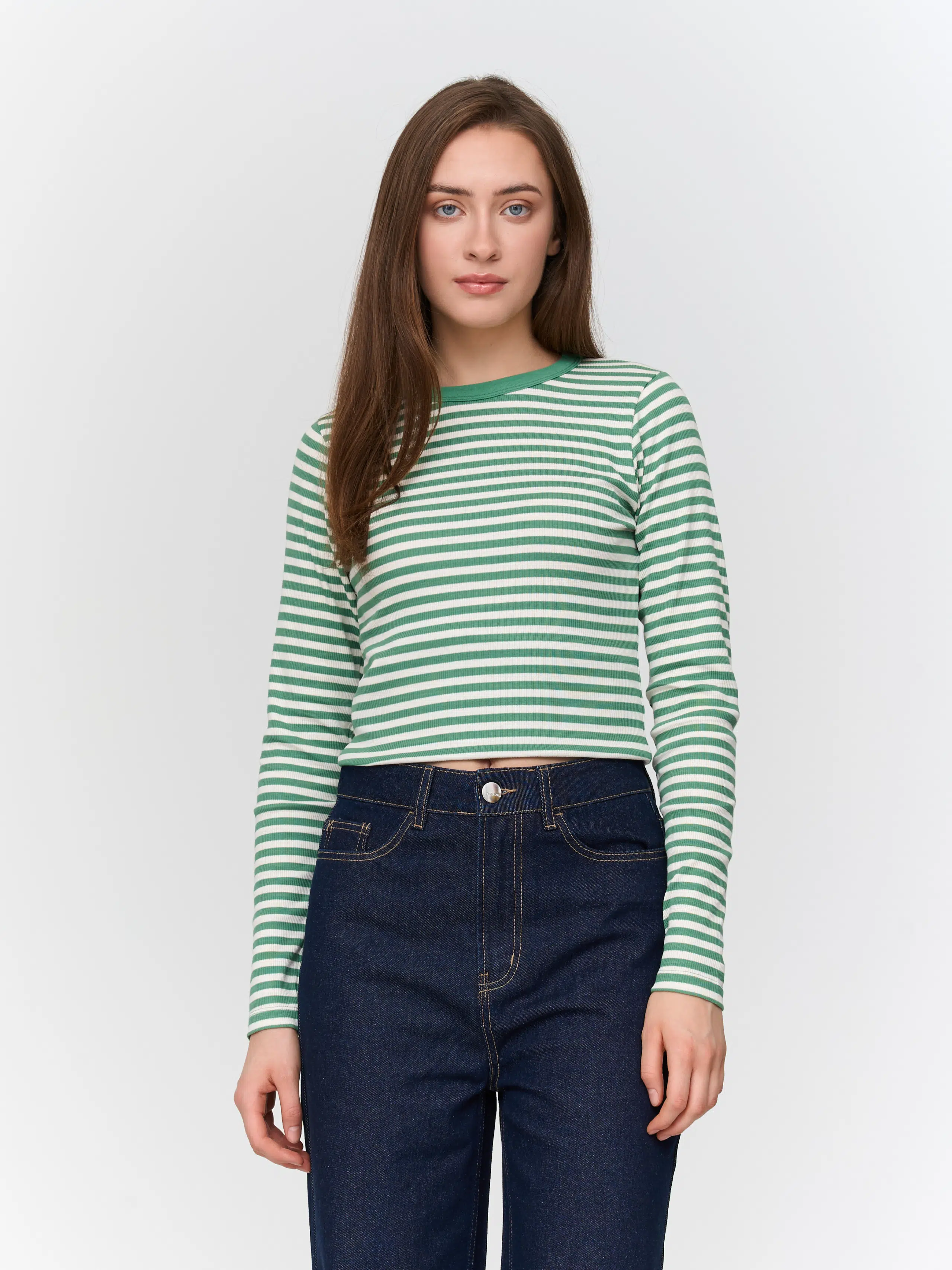 24 Colours Langarmshirt Grün Gestreift