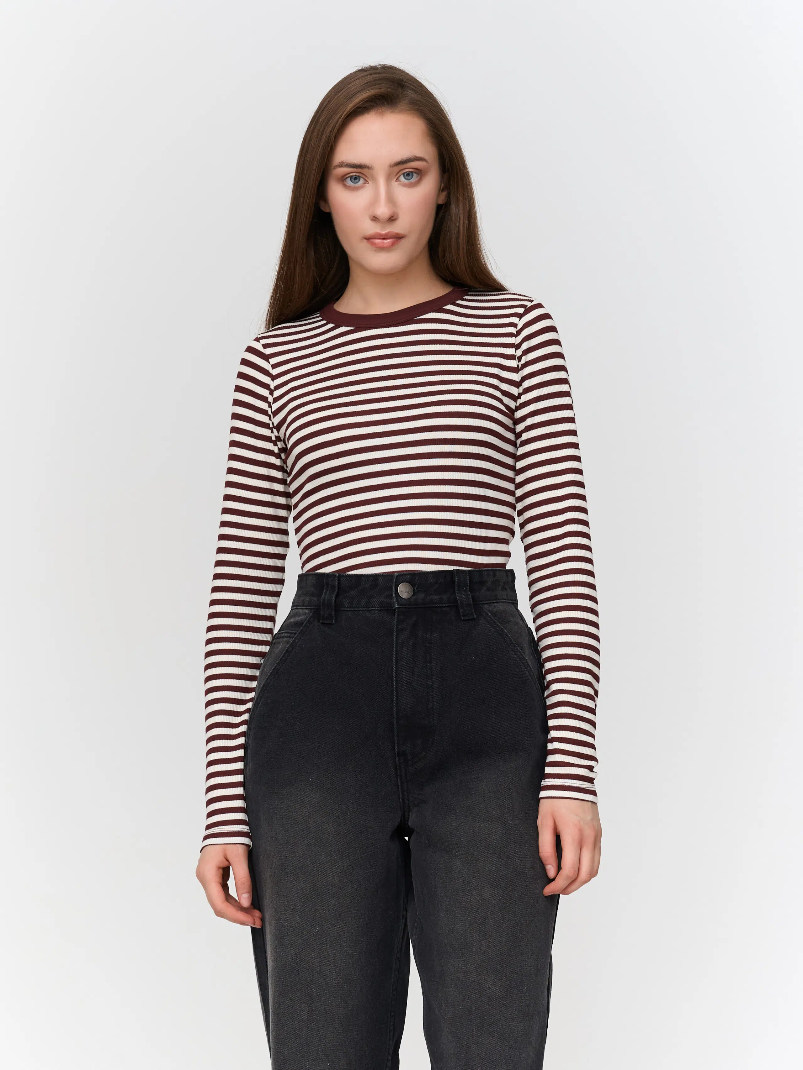 24 Colours Langarmshirt Bordeaux Gestreift