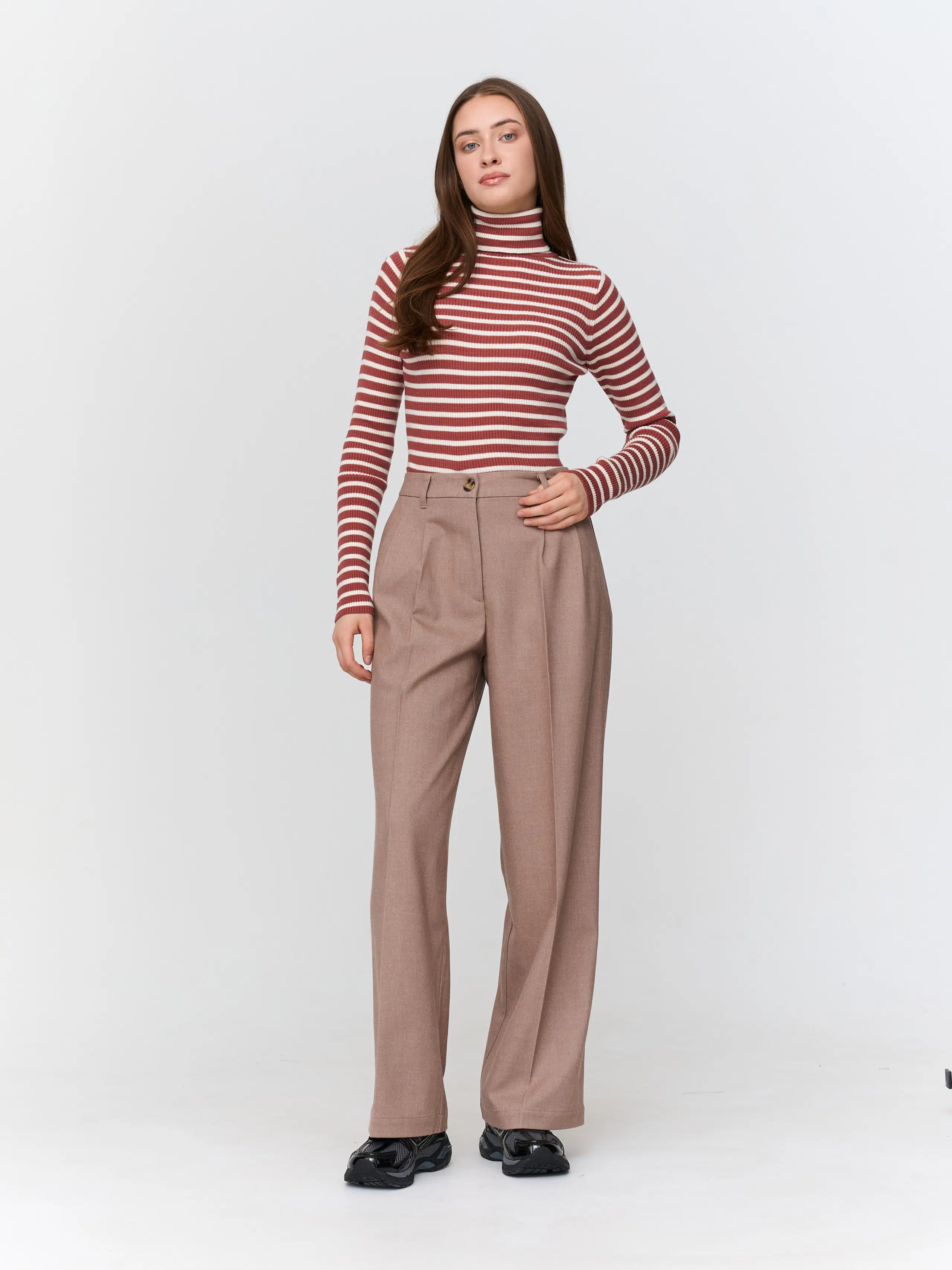 24 Colours Rollkragen Langarmshirt Gestreift Rot