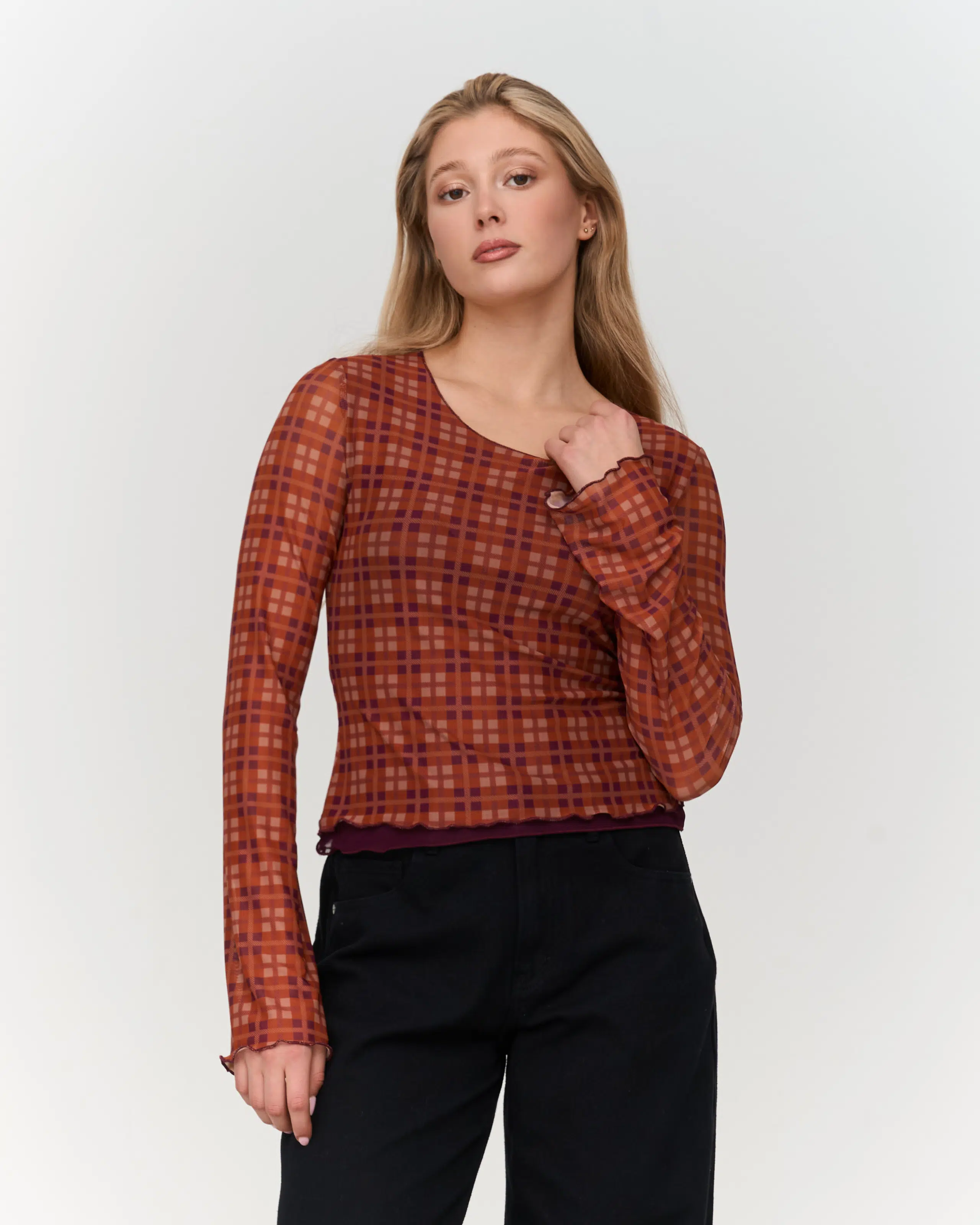 24 Colours Langarmshirt Gemustert Rot