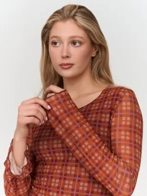 24 Colours Langarmshirt Gemustert Rot