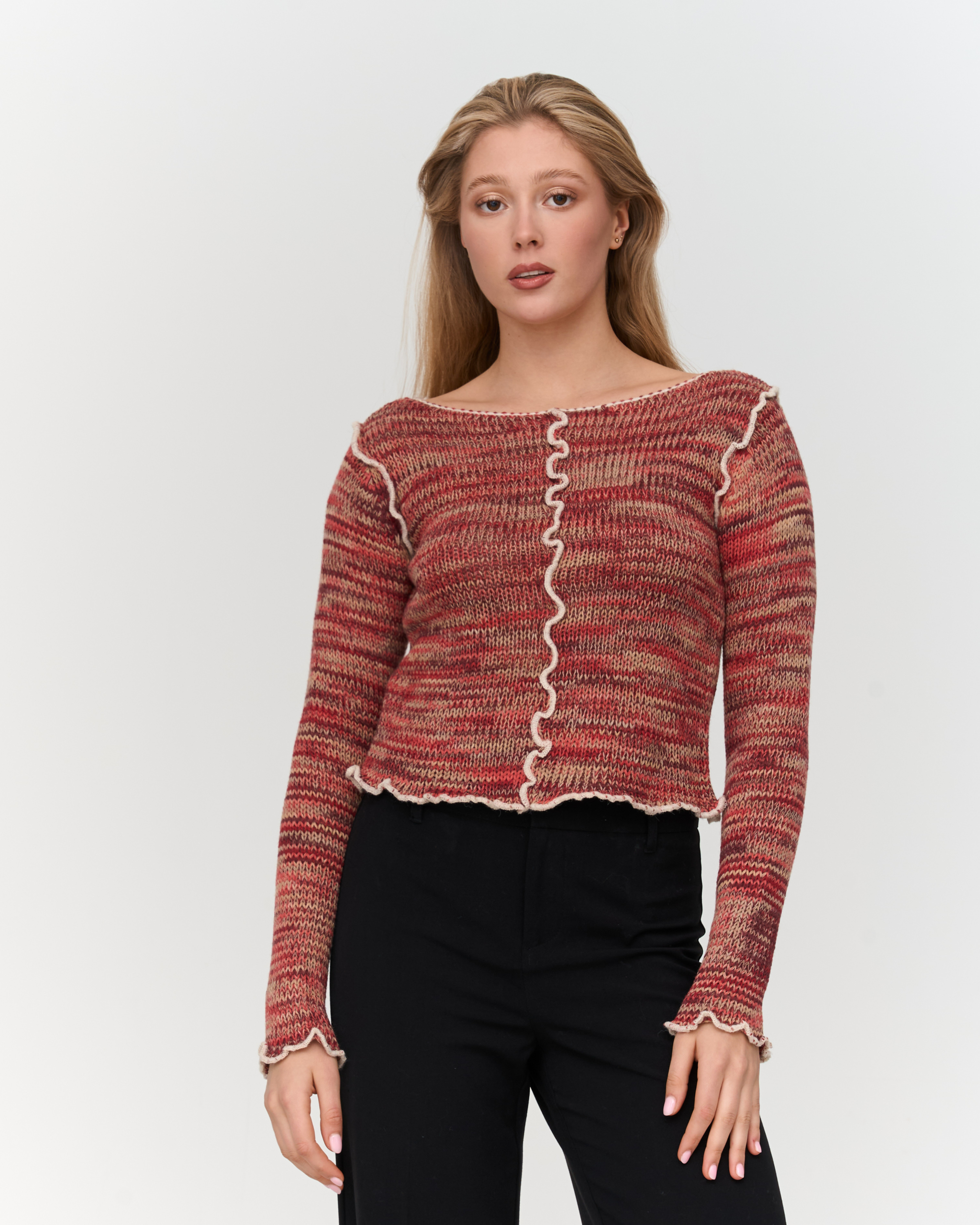 24 Colours Strickpullover Weinrot