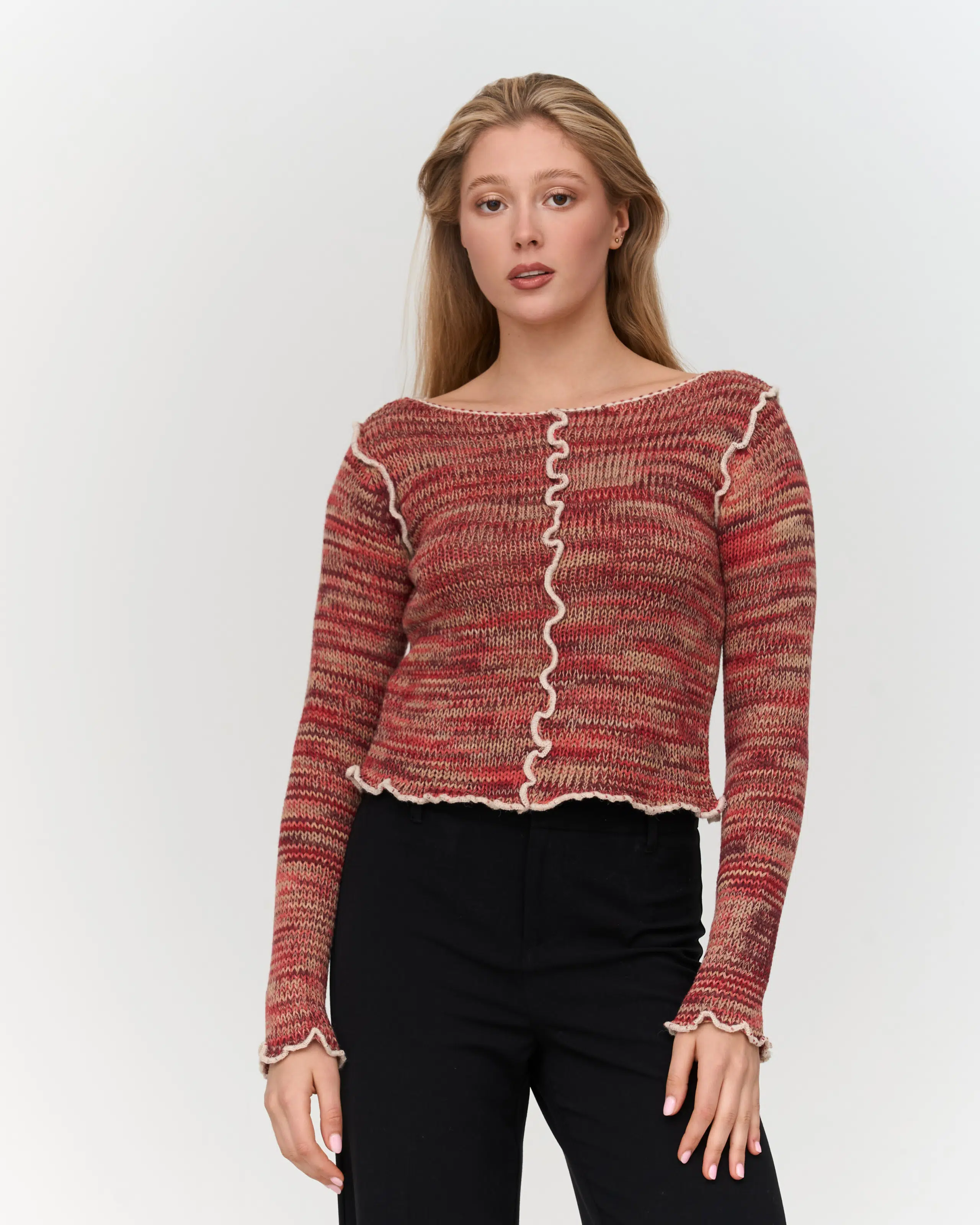 24 Colours Strickpullover Weinrot