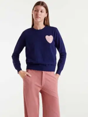Compania Fantastica Strickpullover Dunkelblau mit Herz