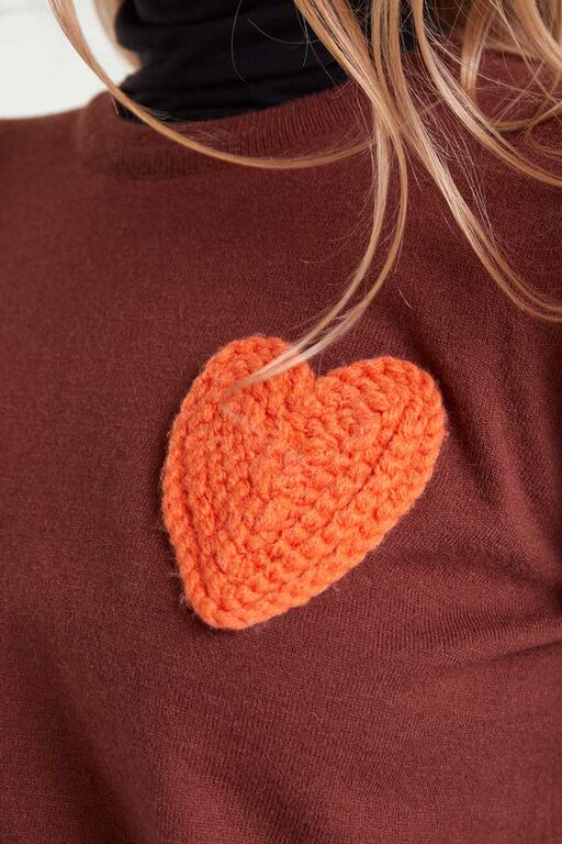 Compania Fantastica Strickpullover Braun mit Herz