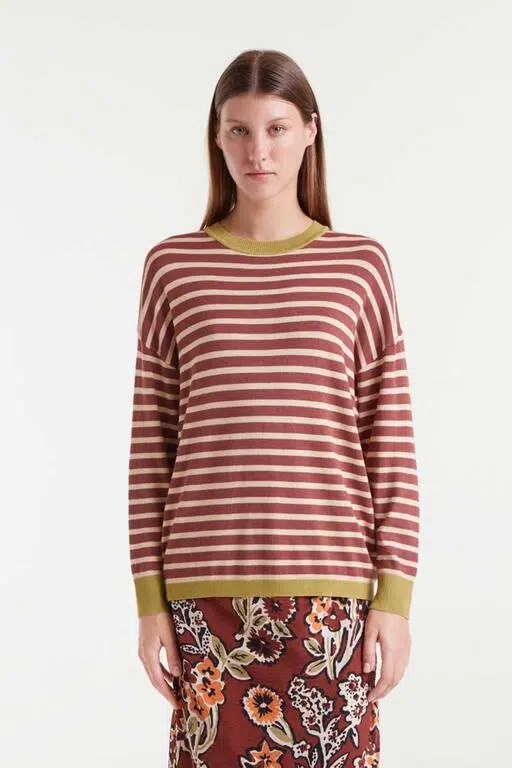 Compania Fantastica Strickpullover Gestreift Braun Compania Fantastica Strickpullover Gestreift Braun