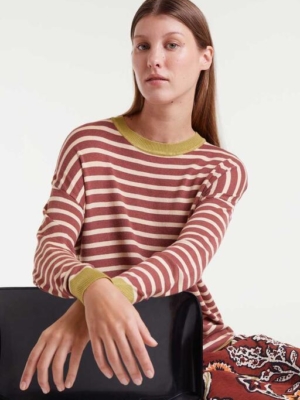 Compania Fantastica Strickpullover Gestreift Braun