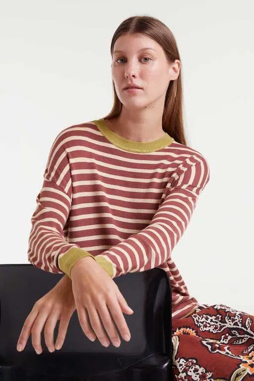 Compania Fantastica Strickpullover Gestreift Braun