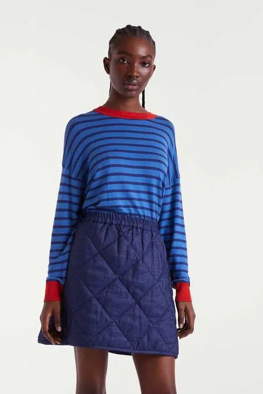 Compania Fantastica Strickpullover Gestreift Dunkelblau