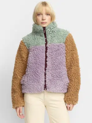 Selfhood Teddyjacke Beige Mint Lila