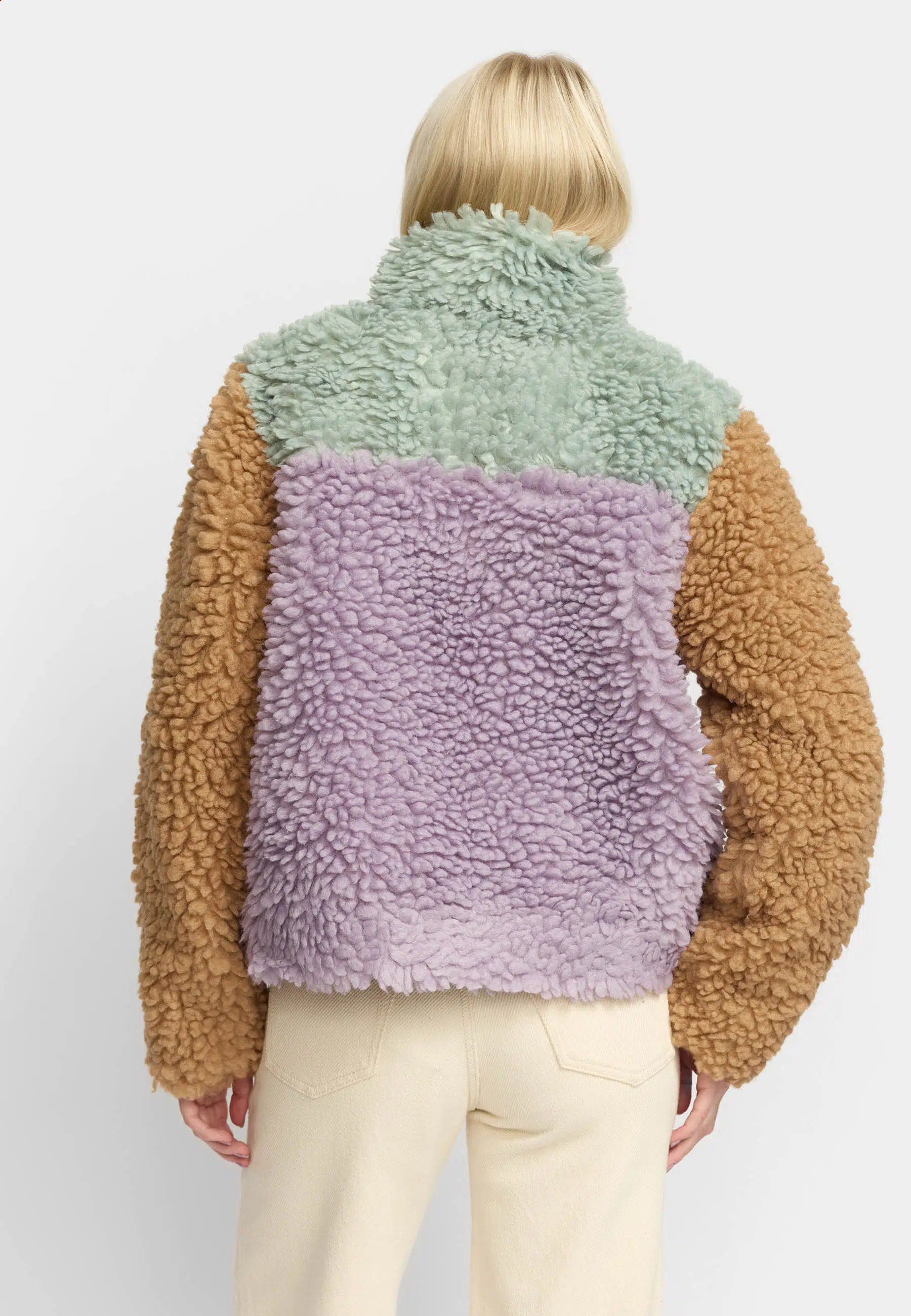 Selfhood Teddyjacke Beige Mint Lila