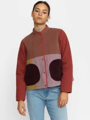 Selfhood Teddyjacke Quilted Patchwork Jacket Braun