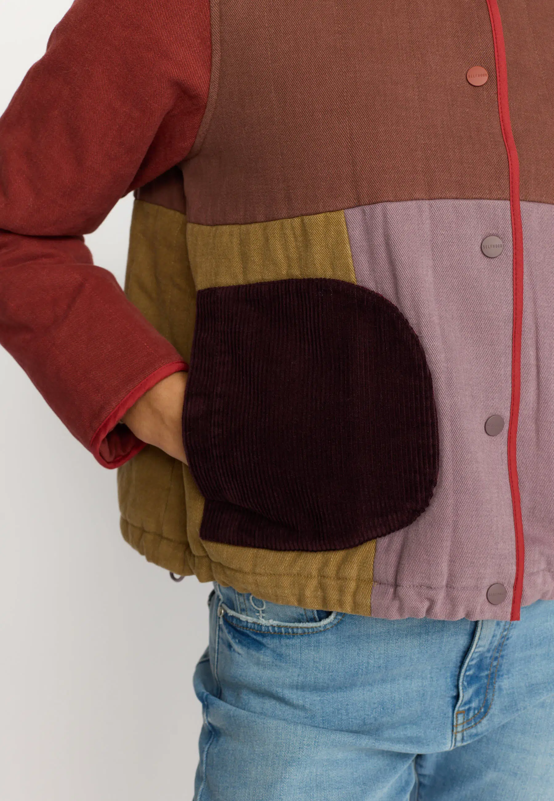 Selfhood Teddyjacke Quilted Patchwork Jacket Braun Selfhood Teddyjacke Quilted Patchwork Jacket Braun