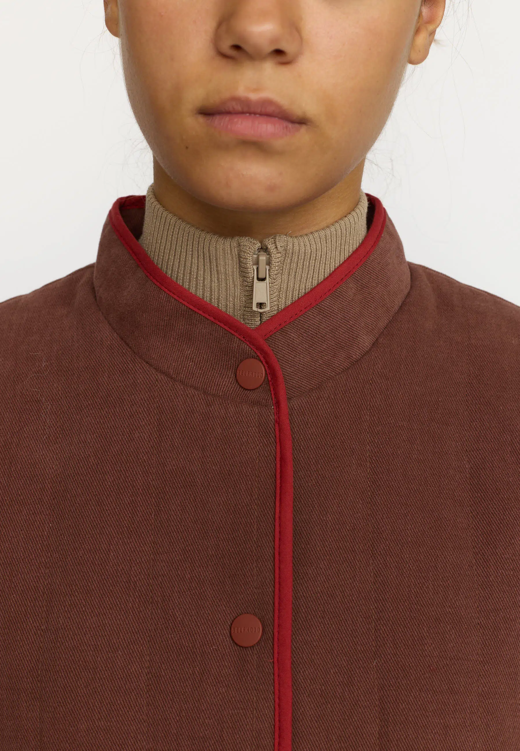 Selfhood Teddyjacke Quilted Patchwork Jacket Braun Selfhood Teddyjacke Quilted Patchwork Jacket Braun