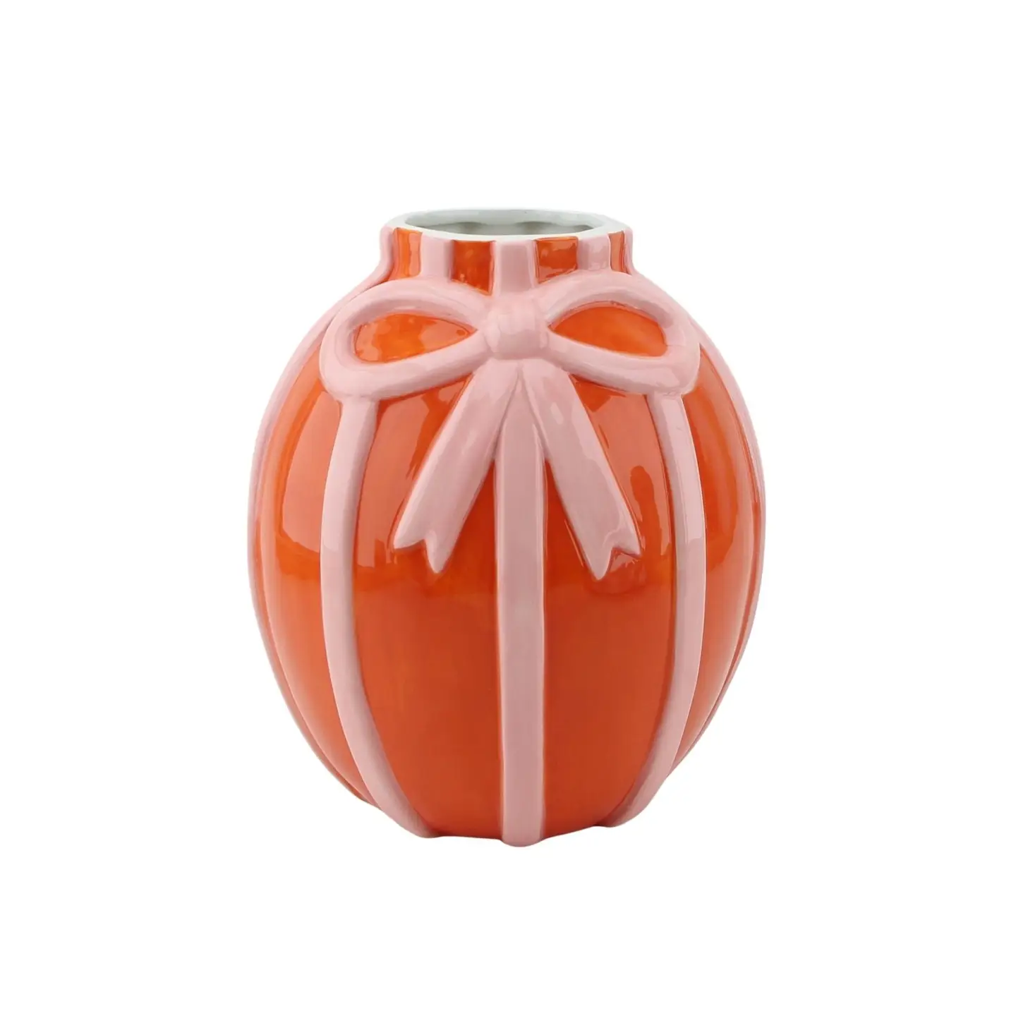 Housevitamin Keramik Vase mit Schleife Rot Rosa