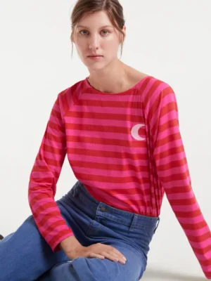 Compania Fantastica Langarmshirt Gestreift Rosa Rot