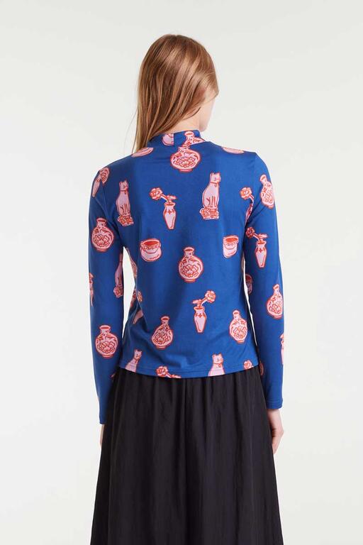 Compania Fantastica Langarmshirt Blau gemustert