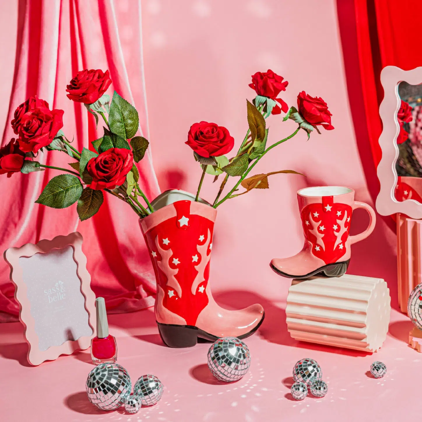 Sass & Belle Tasse Cowboystiefel rot