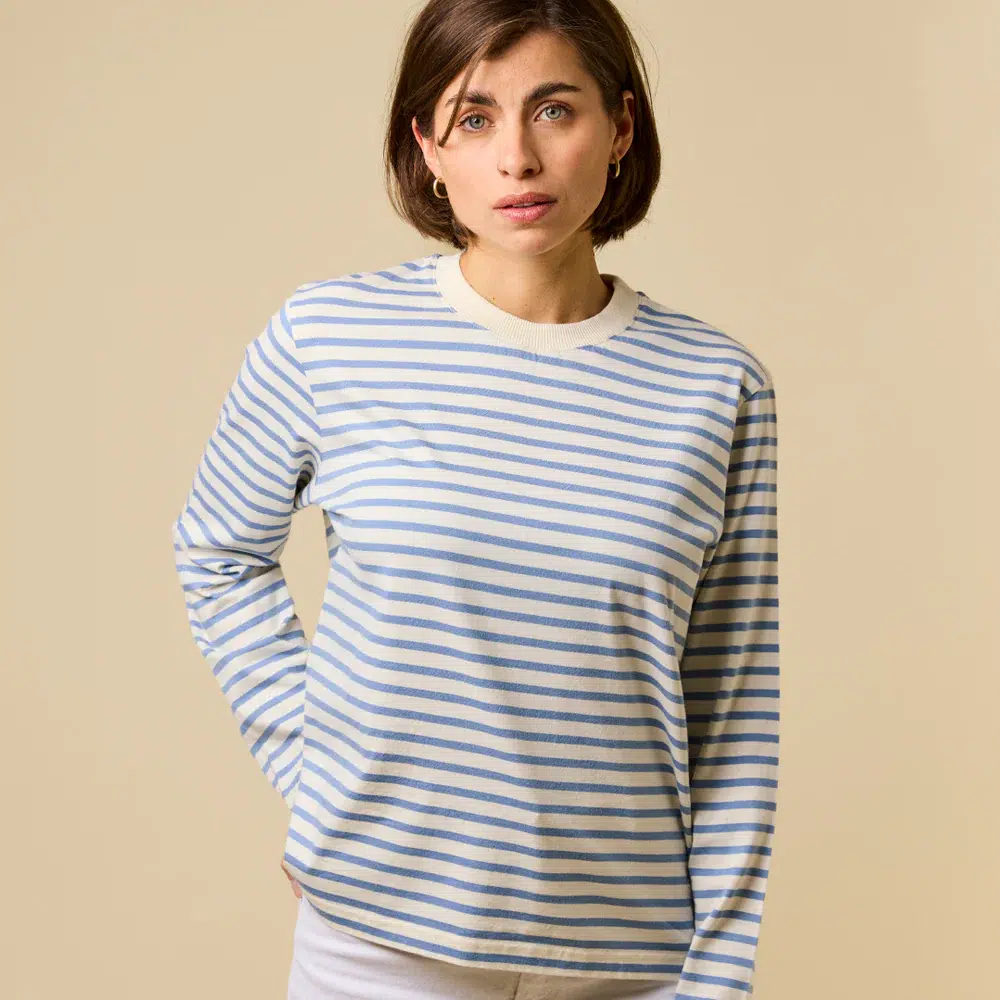 Popeia Langarmshirt Gestreift Eisblau