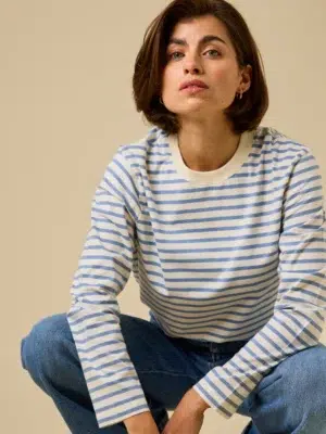 Popeia Langarmshirt Gestreift Eisblau