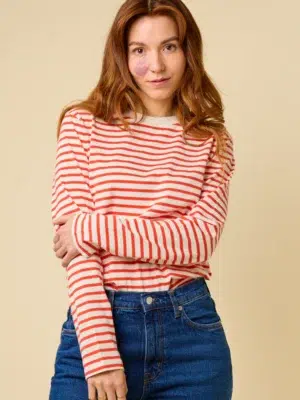 Popeia Langarmshirt gestreift Rot