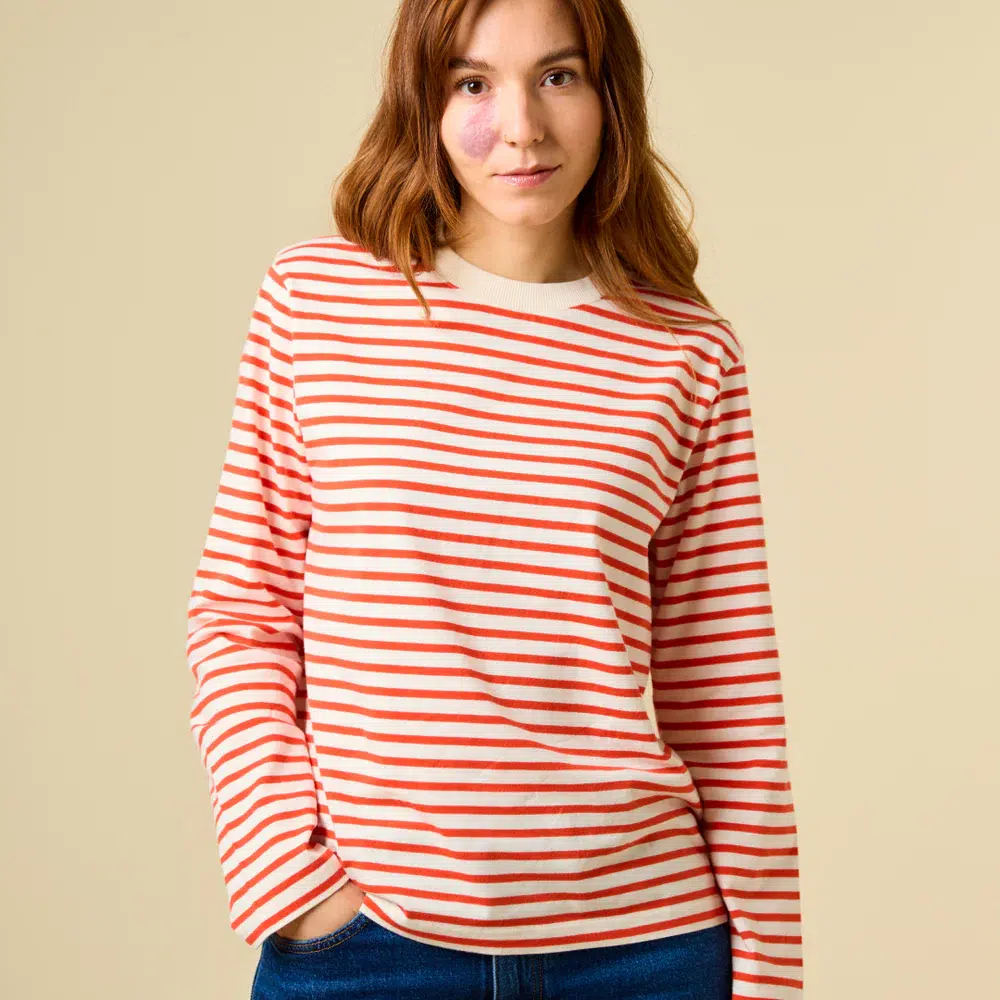 Popeia Langarmshirt gestreift Rot