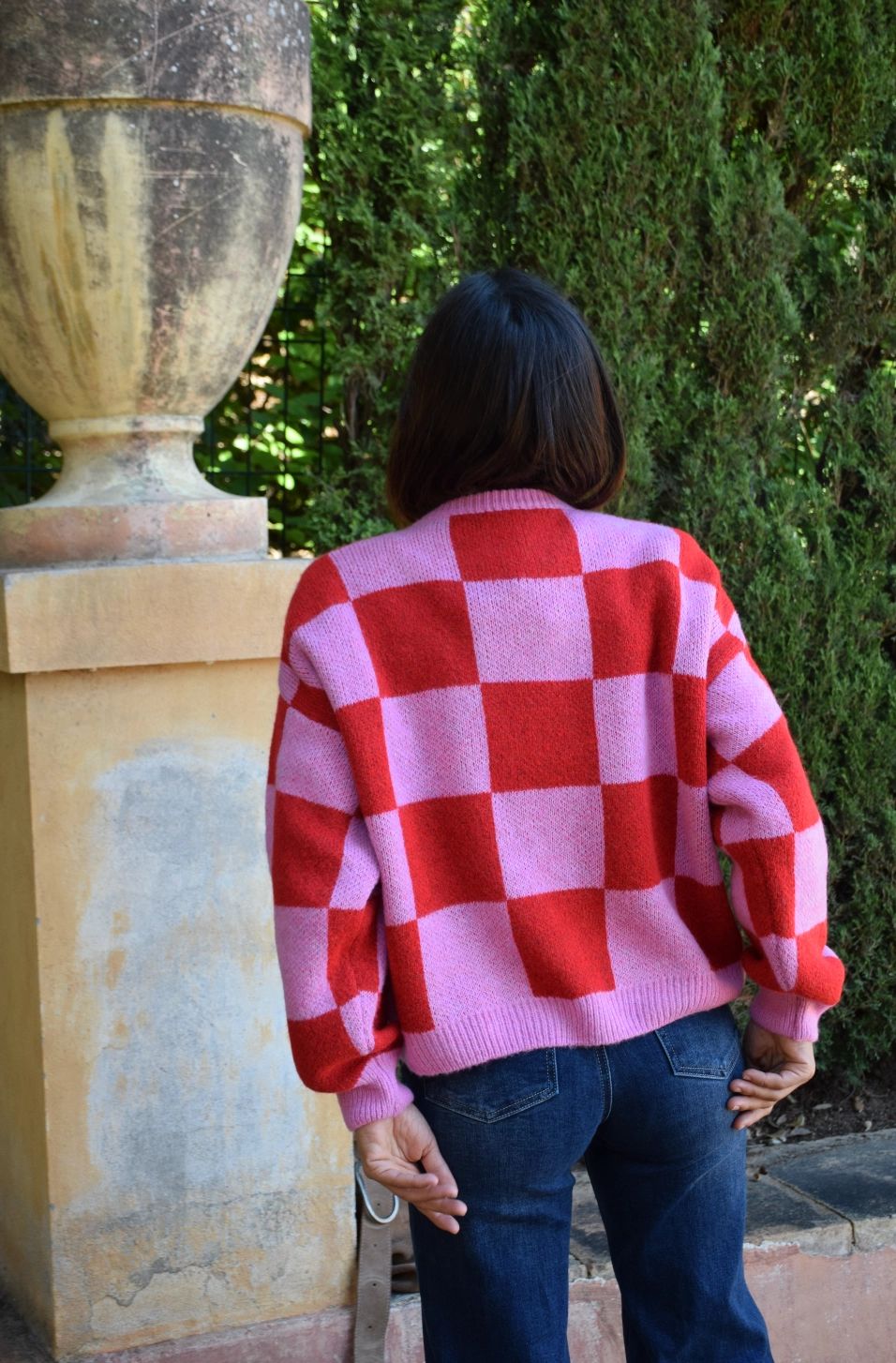 Mindtraveler Strickjacke Valentina Rot Rosa kariert