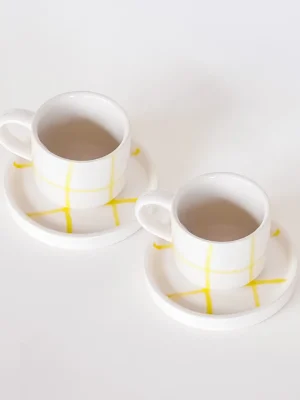 Magazin Minori Espresso Tassen Grid spiaggia yellow (2er Set - 4 Teile)
