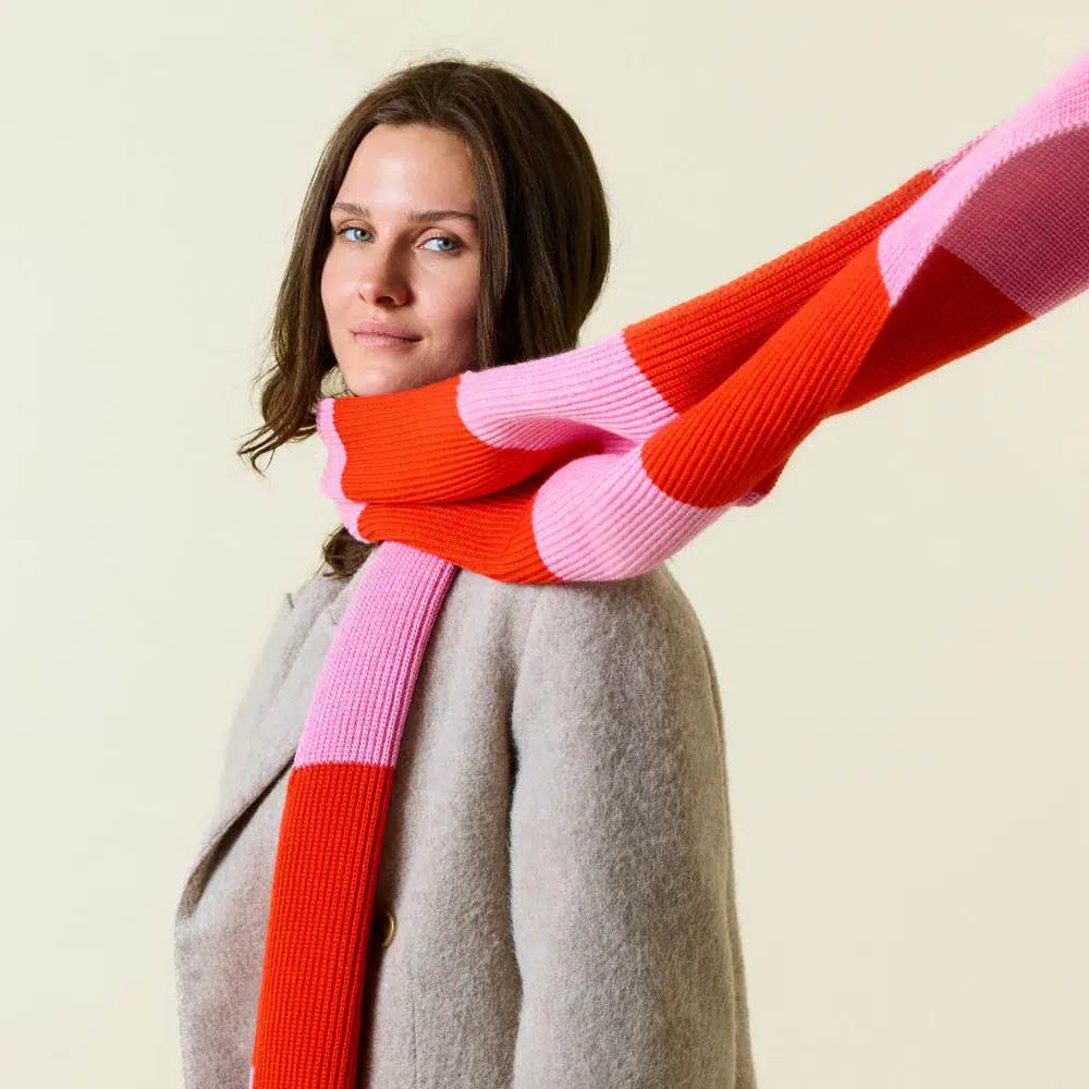 Popeia Schal Gestreift Pink Rot