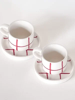 Magazin Minori Espresso Tassen Grid tramonto red (2er Set - 4 Teile)