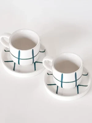 Magazin Minori Espresso Tassen Grid gentle green (2er Set - 4 Teile)