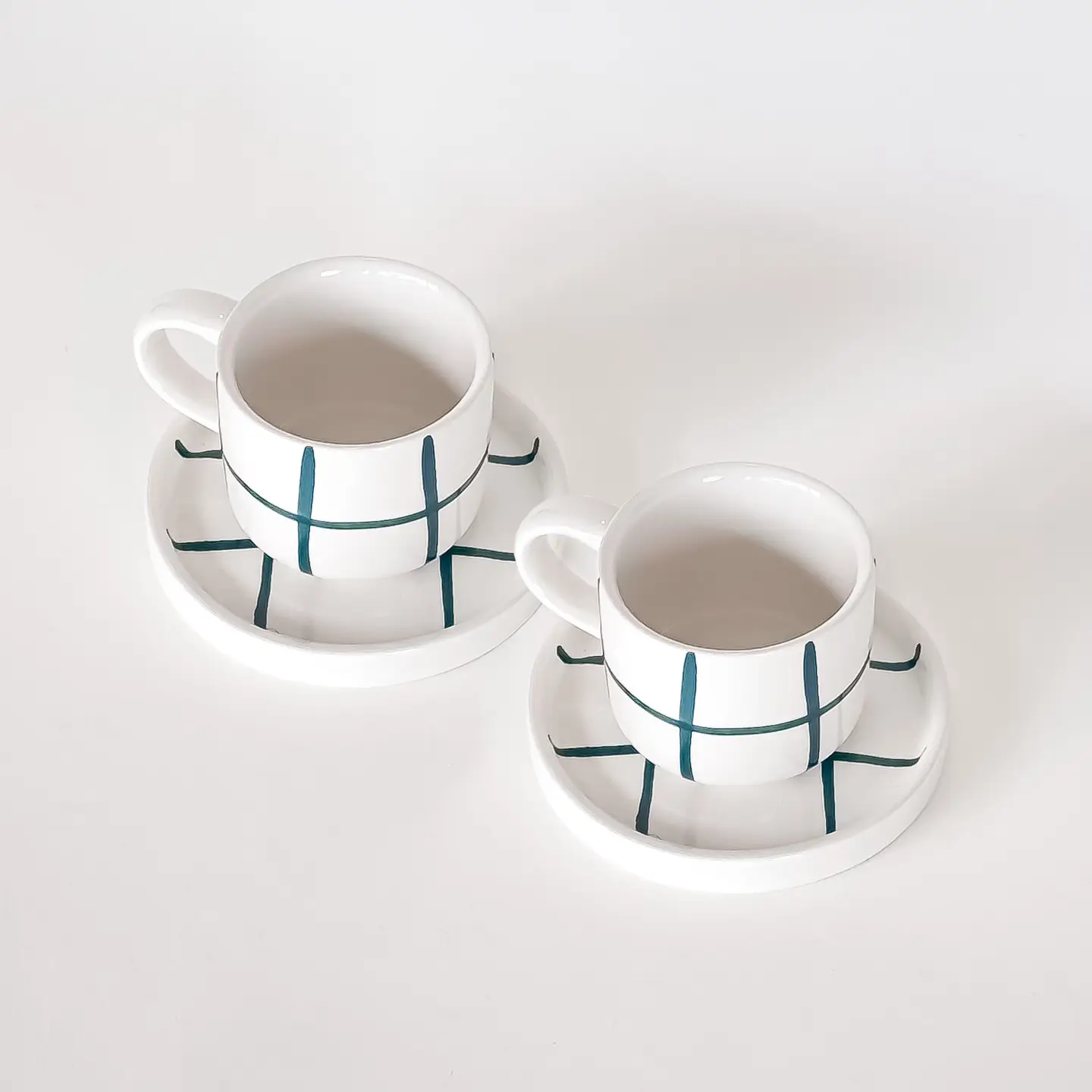 Magazin Minori Espresso Tassen Grid gentle green (2er Set - 4 Teile)