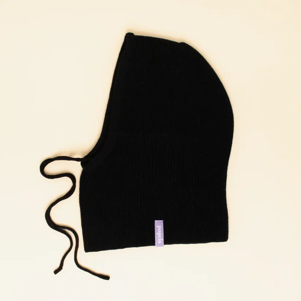 Popeia Balaclava aus Merinowolle Schwarz