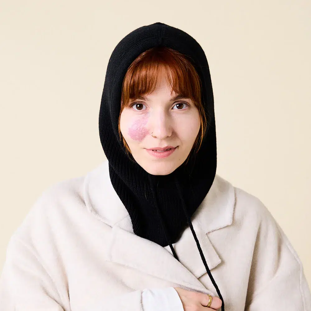 Popeia Balaclava aus Merinowolle Schwarz