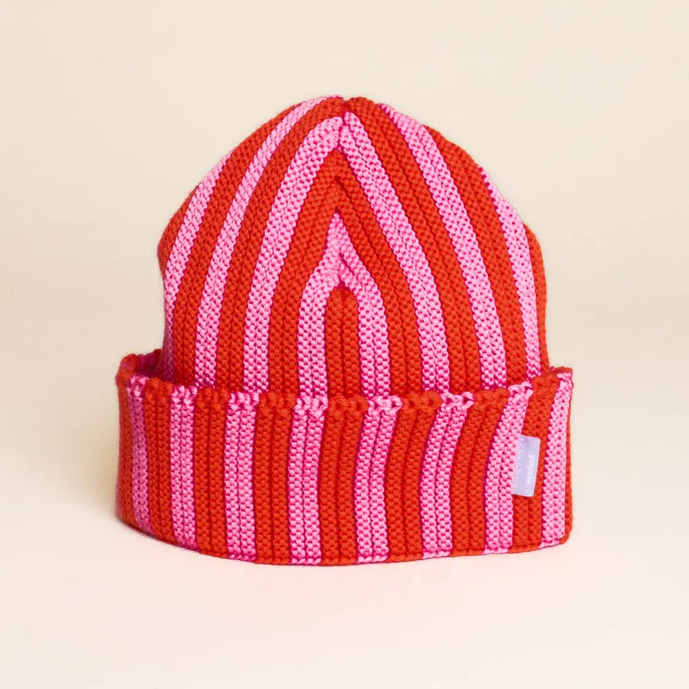 Popeia Mütze aus Merinowolle Pink Rot