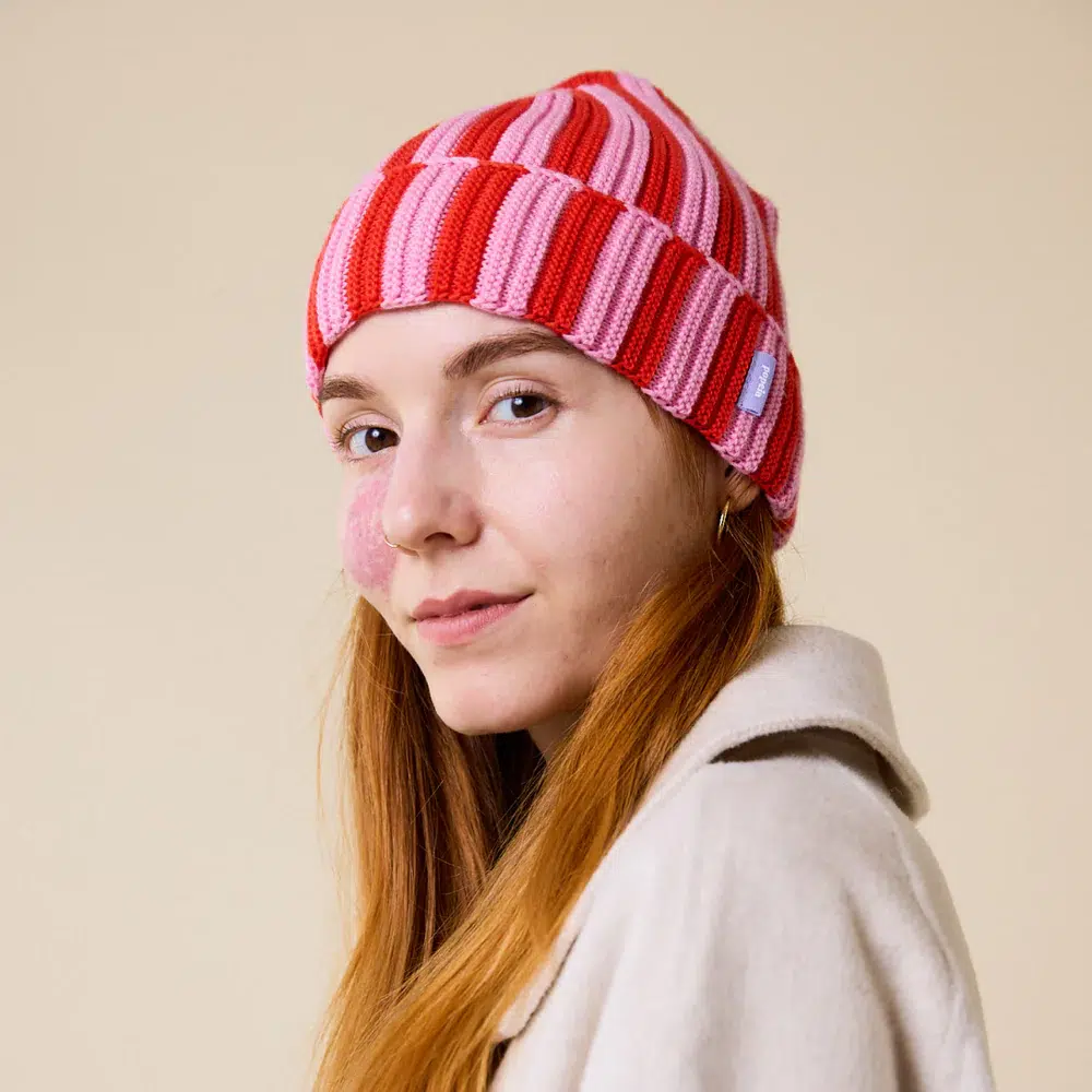 Popeia Mütze aus Merinowolle Pink Rot Popeia Mütze aus Merinowolle Pink Rot
