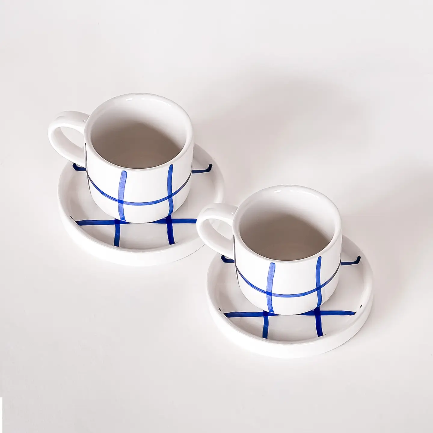 Magazin Minori Espresso Tassen Grid mare blue (2er Set - 4 Teile)
