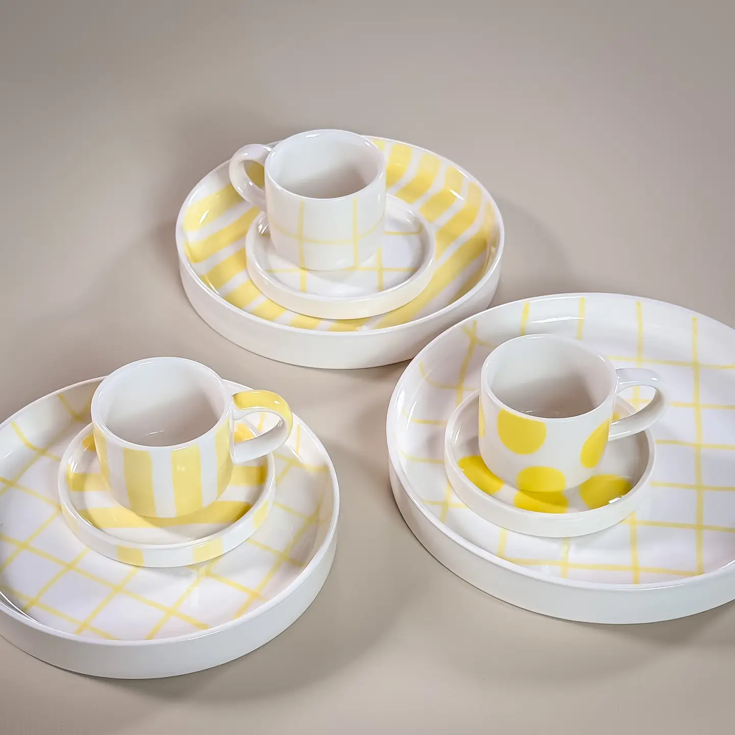 Magazin Minori Espresso Tassen Grid spiaggia yellow (2er Set - 4 Teile)
