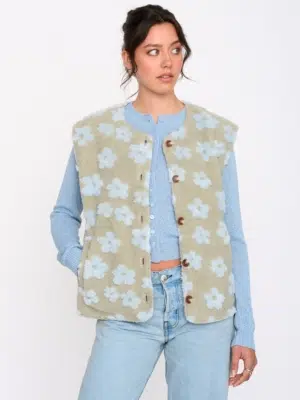 24 Colours Teddyweste Grün Blumen