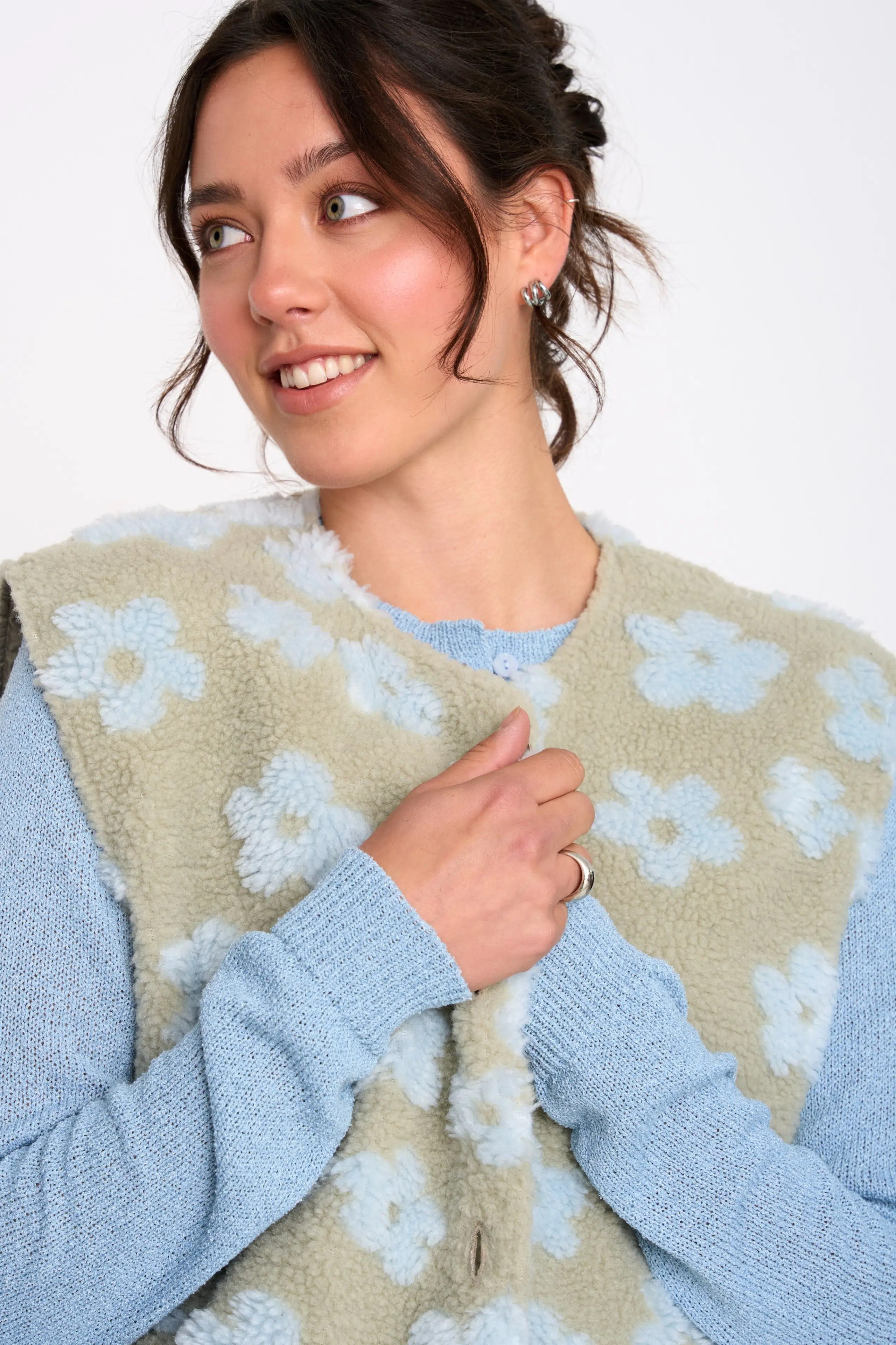 24 Colours Teddyweste Grün Blumen