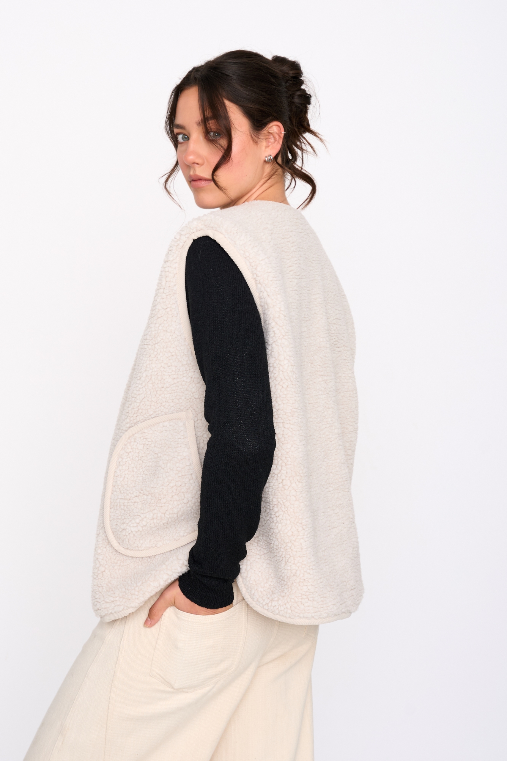 24 Colours Teddyweste Beige