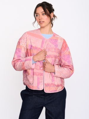 24 Colours Steppjacke Pink Gemustert
