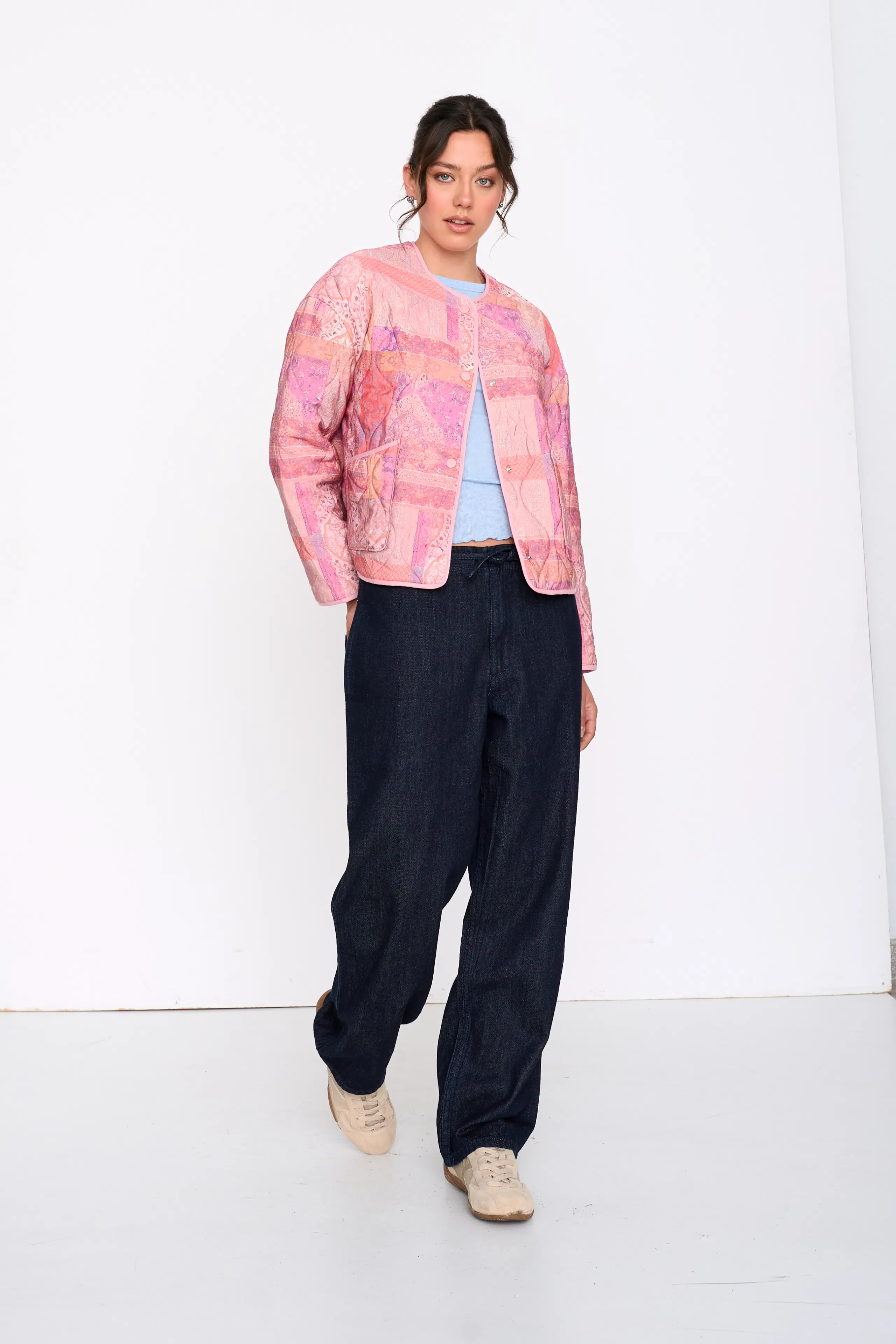 24 Colours Steppjacke Pink Gemustert