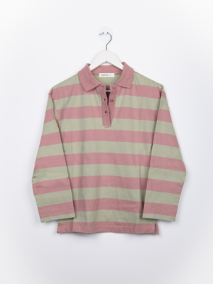 24 Colours Poloshirt Langarm Pink Grün gestreift