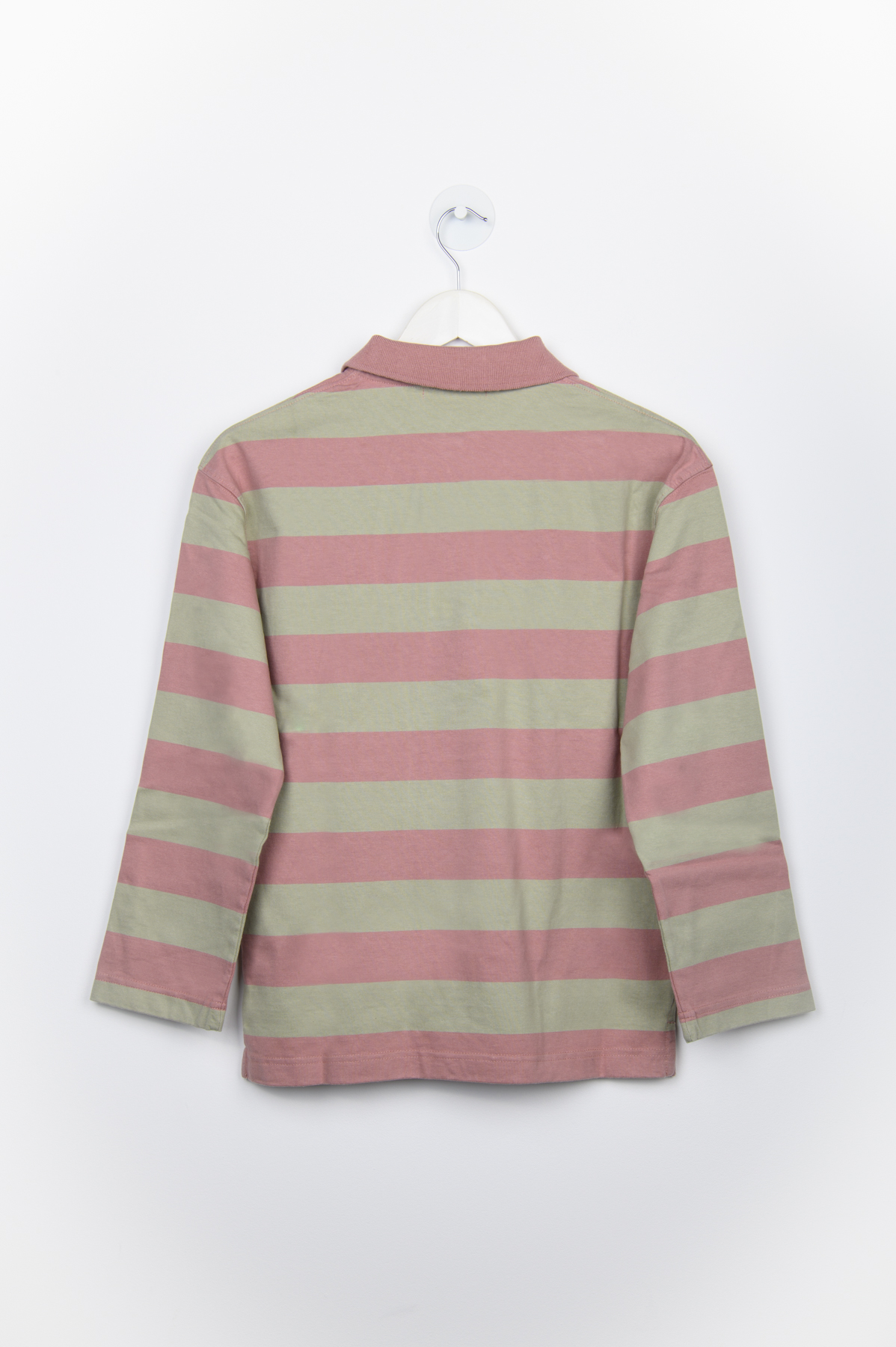 24 Colours Poloshirt Langarm Pink Grün gestreift
