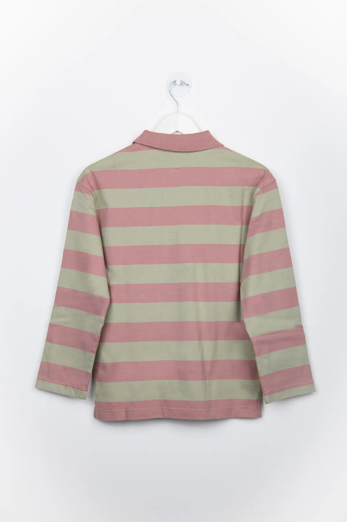 24 Colours Poloshirt Langarm Pink Grün gestreift