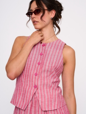 24 Colours Westentop Pink gestreift