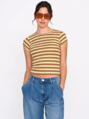 24 Colours Top Braun gestreift