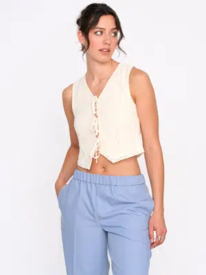 24 Colours Weste weiß mit Bändern