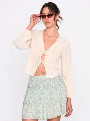 24 Colours Bluse Weiss mit Bändern